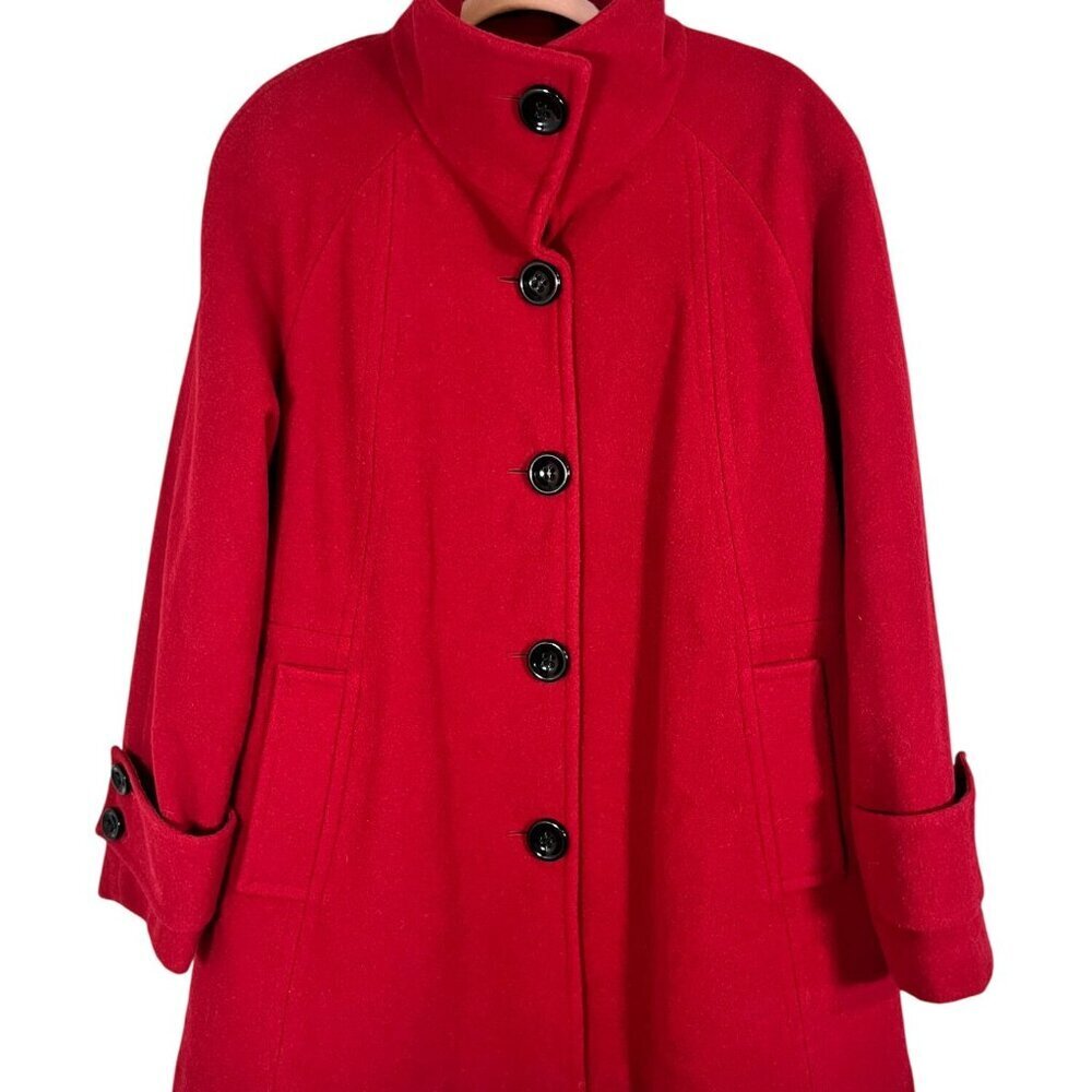 Retro Wool Peacoat Red L Festive Holiday Classic Old Money Preppy 80s Neutral
